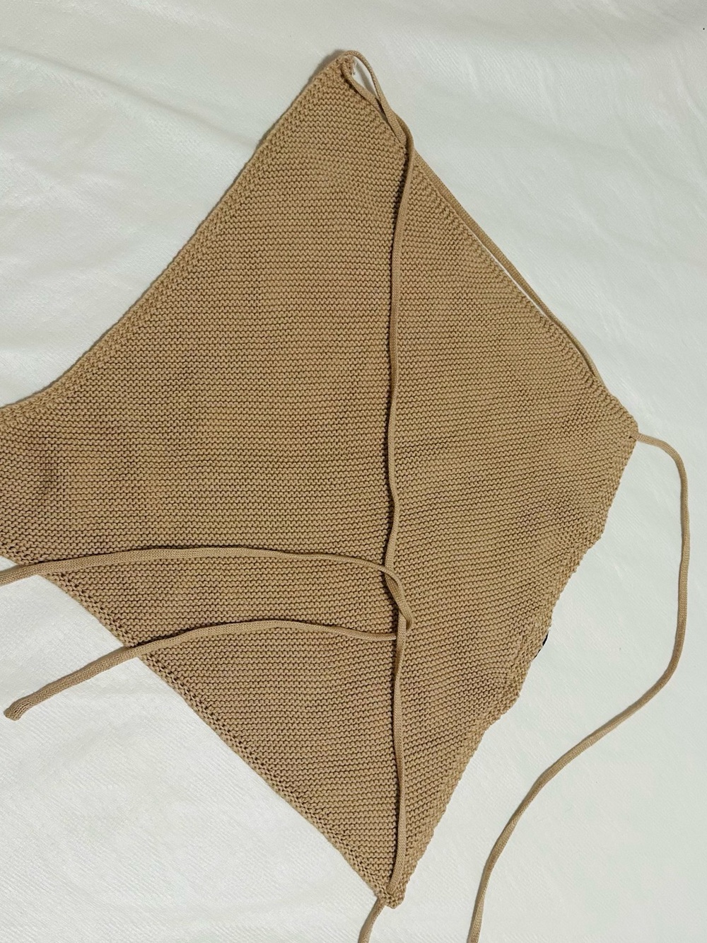 Knit Tie-Back Crop Top in Tan - Picture 3 of 8